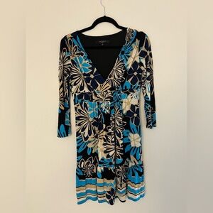 Nine West Long Sleeve Dress in Black and Blue Floral